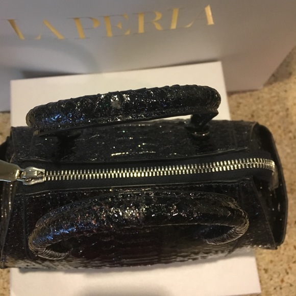 New La Perla Black Metallic Python Bag - Picture 3 of 4